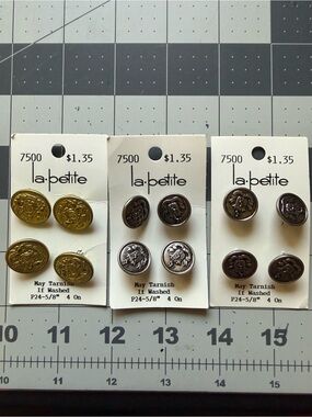 La-petite Decorative Metal Coat Buttons Set - Gold & Pewter Tones